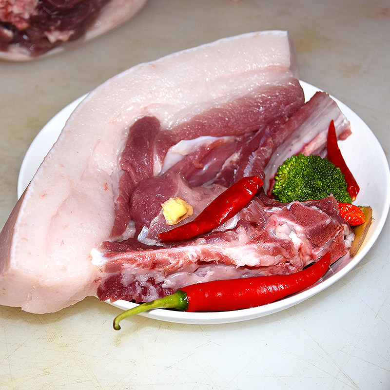 【送生姜】储山 大别山新鲜黑毛猪肉 散养黑猪土猪肋条肉1kg