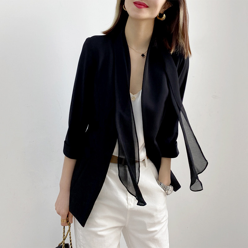 黑色休闲西装外套女夏季薄款