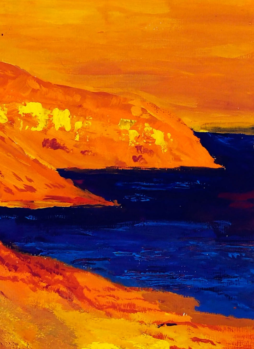 小雅观心-风景-纸本油彩-老画