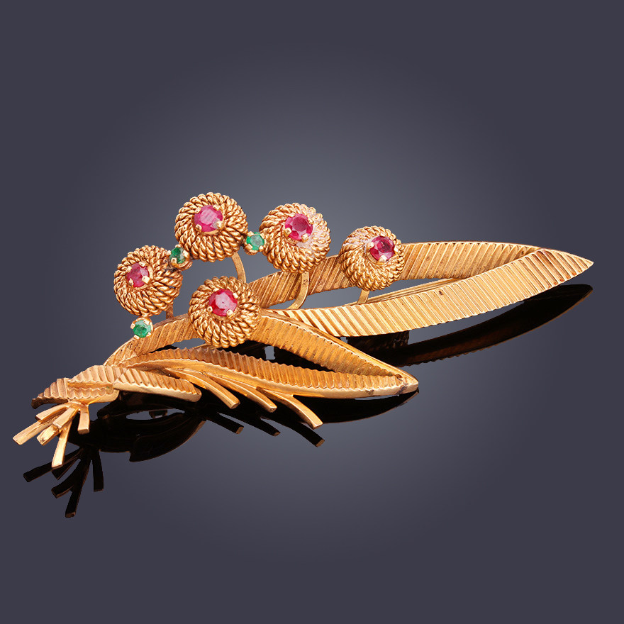 1940年代红宝石黄金胸针