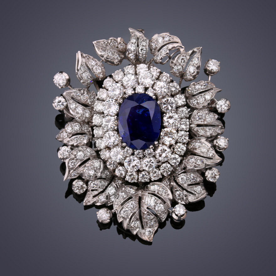 蓝宝石共13ct/钻石共40克拉/1940年代可拆卸五用项链