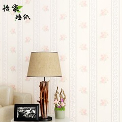 温馨浪漫田园 卧室客厅立体竖条纹碎花无纺布墙纸