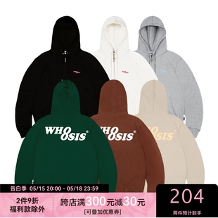 WHOOSIS（不知其名）经典8字logo拉链帽衫连帽卫衣情侣休闲美式男