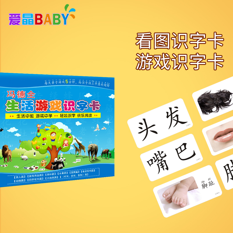 冯德全早教游戏识字卡片全套幼儿识字卡宝宝益智看图识字卡3-6岁