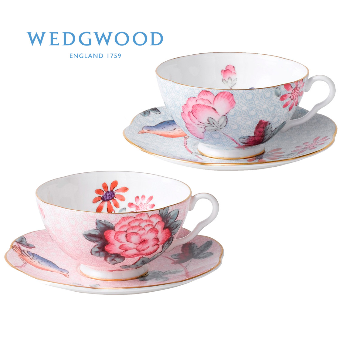 【英国】wedgwood 骨瓷陶瓷 杜鹃系列 茶杯碟2件套 布谷鸟