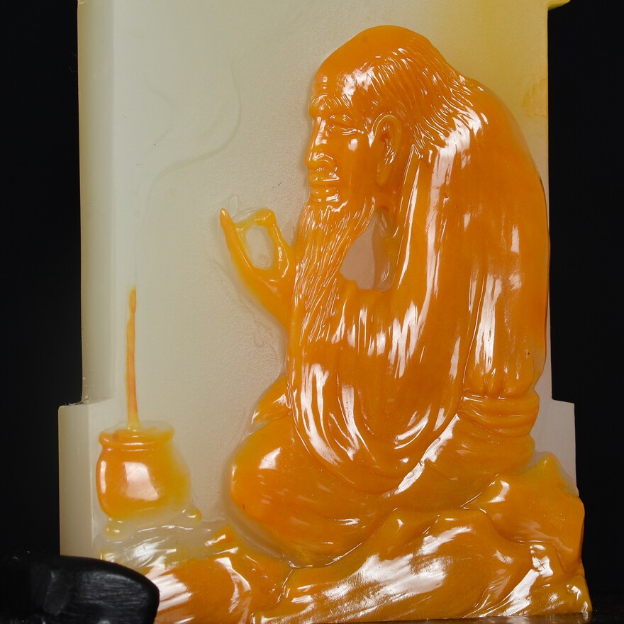 省级工艺美术大师院小果作品 黄龙玉 四贤 323.85g