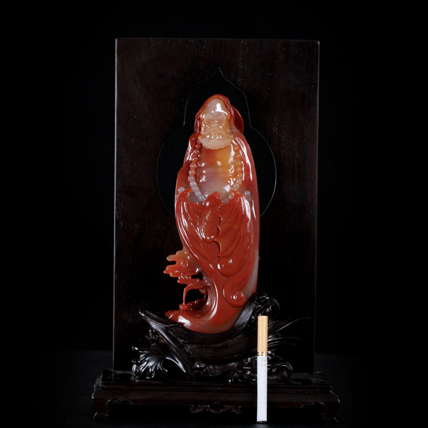工艺美术大师院小果作品 纯天然黄龙玉达摩祖师摆件773.09g