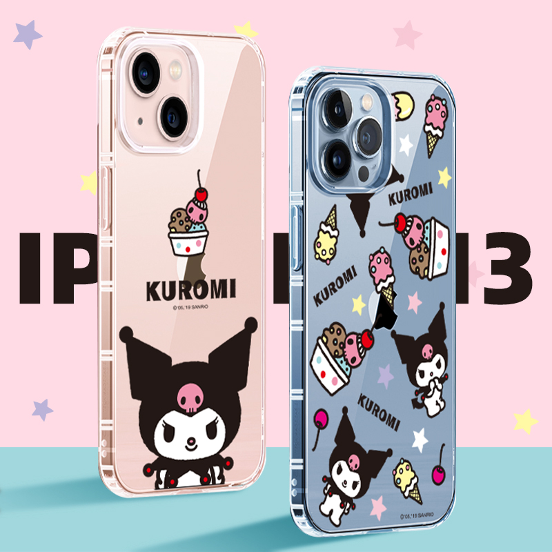 韩国库洛米iPhone14手机壳pro甜美可爱max适用苹果13卡通全包透明软套女生卡通可爱全包手机保护套新款