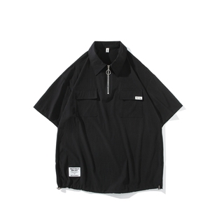 「设计师品牌」工装新款白底平铺大码日系短袖T恤男士纯色Polo