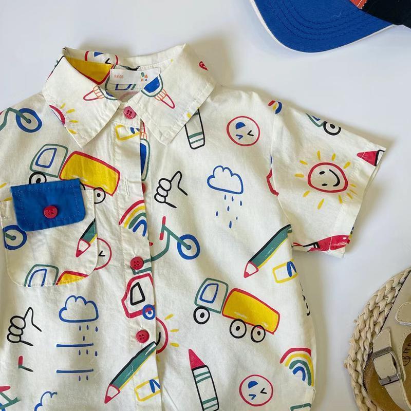 A男童夏装韩系童装时尚设计感宝宝短袖衬衫潮洋气儿童