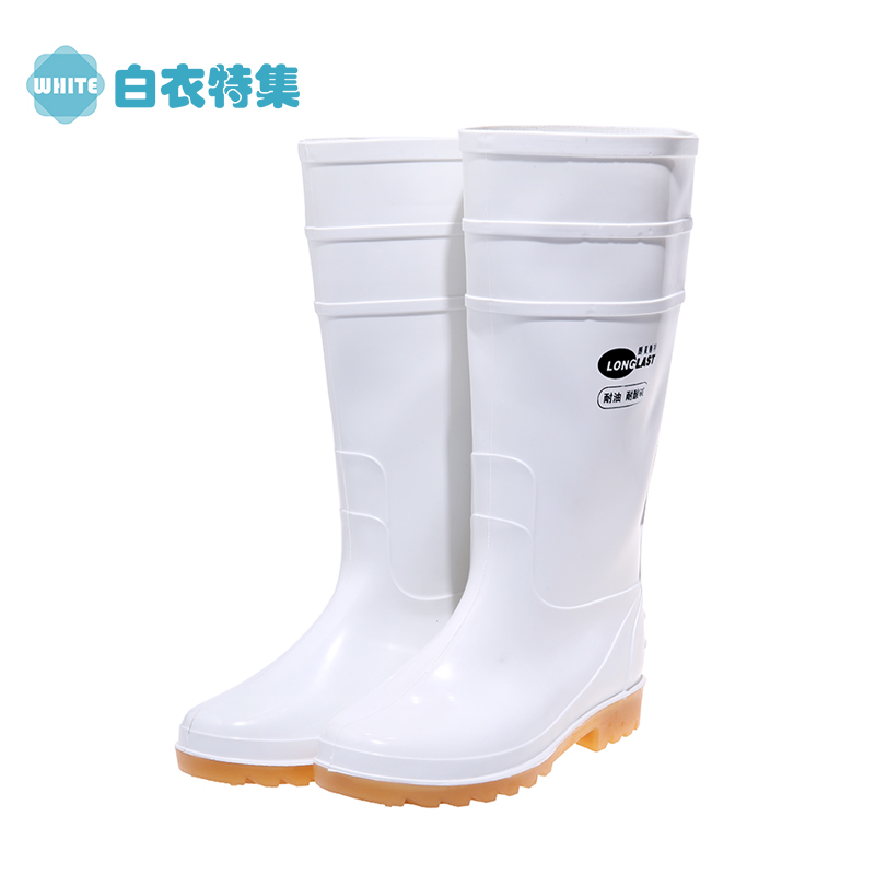 2022年男女高筒食品卫生靴 白色雨鞋防滑耐磨套鞋水鞋耐酸碱油