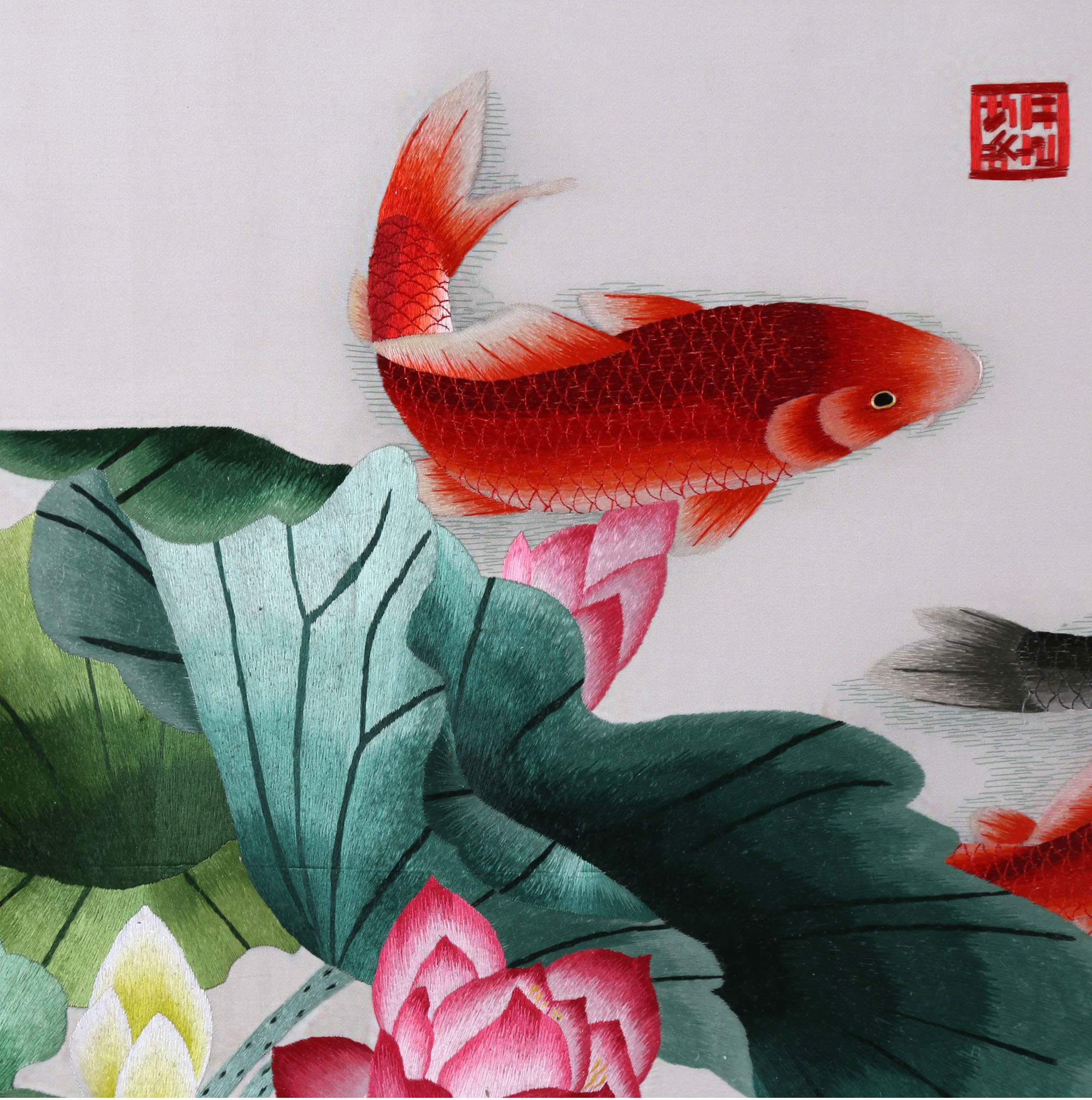 中国刺绣工艺大师 侯玲玲 汴绣鱼福图