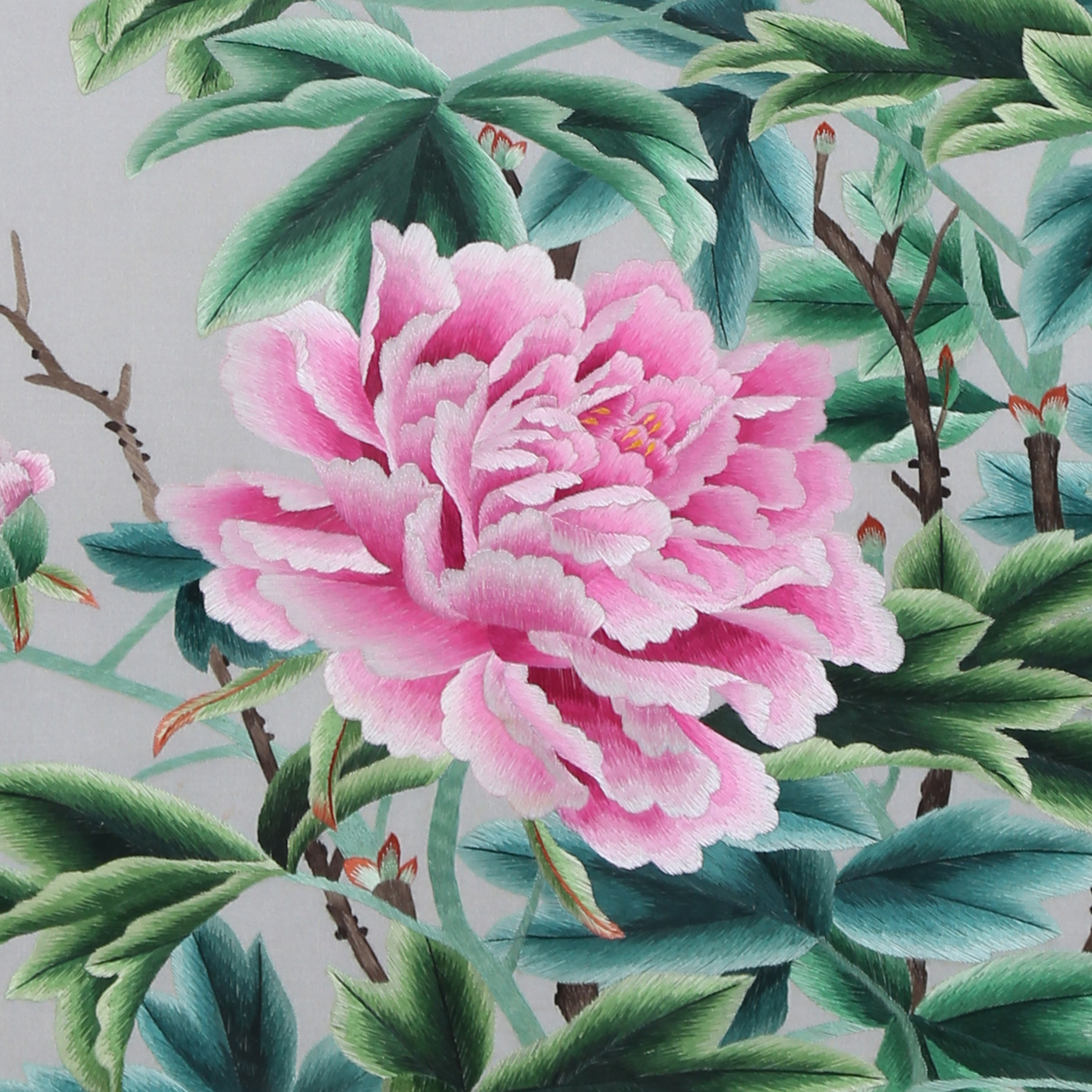 侯玲玲刺绣汴绣作品花鸟屏风