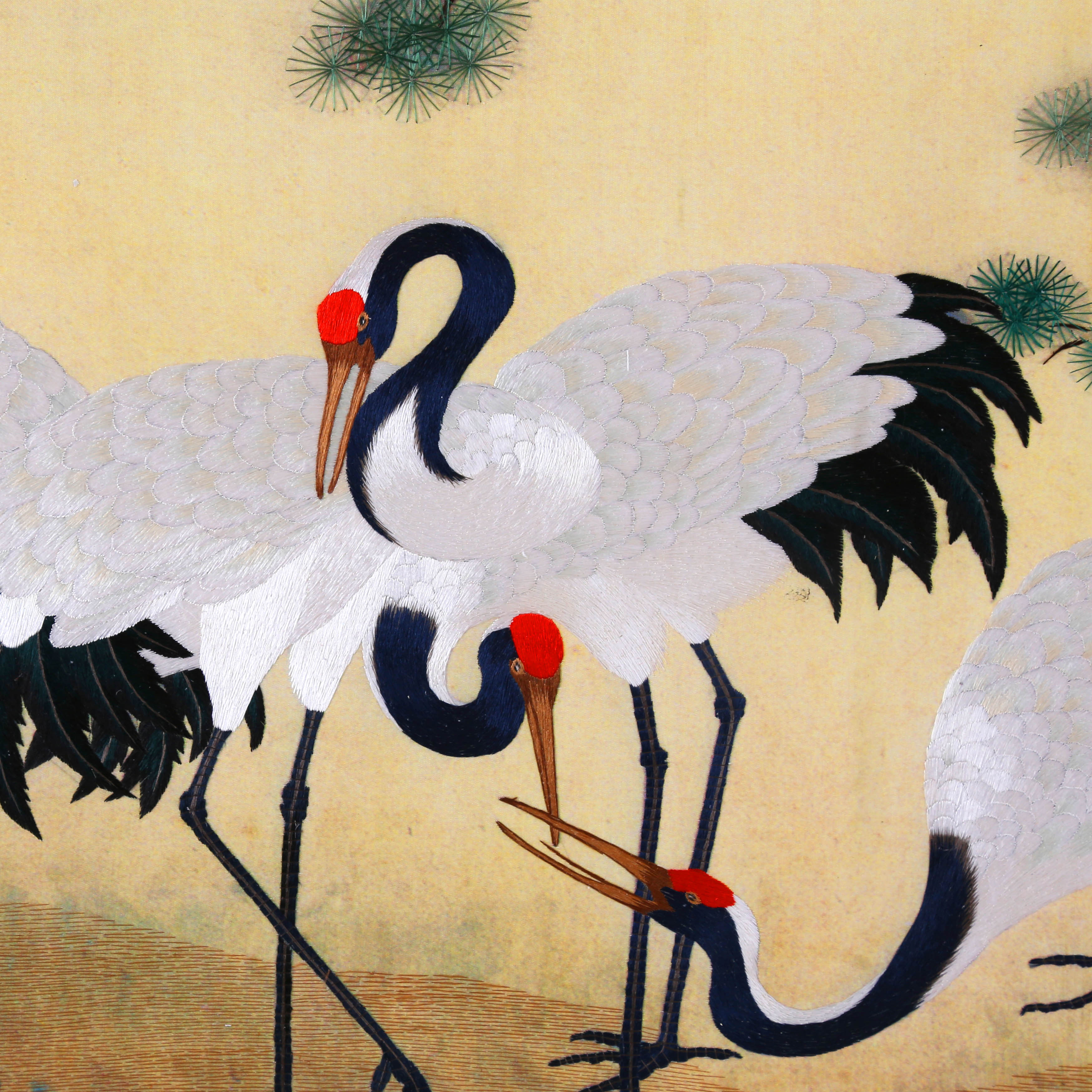 汴绣松鹤延年工艺大师侯玲玲刺绣作品