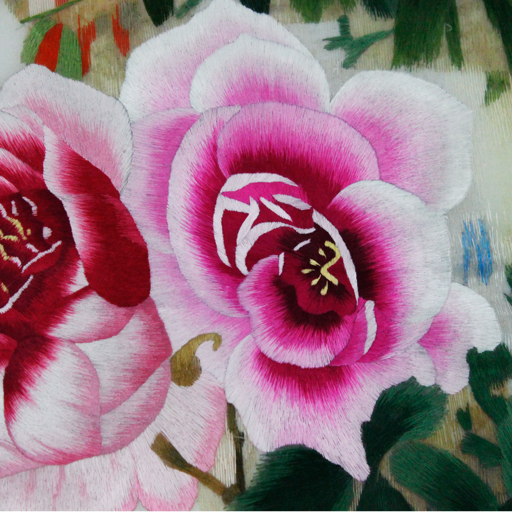 大师刺绣月季 特色工艺品礼品 手工汴绣装饰画千娇百媚