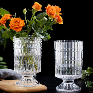 法式精致花瓶玻璃透明水养绿植鲜花餐桌客厅插花摆件小高级感装饰