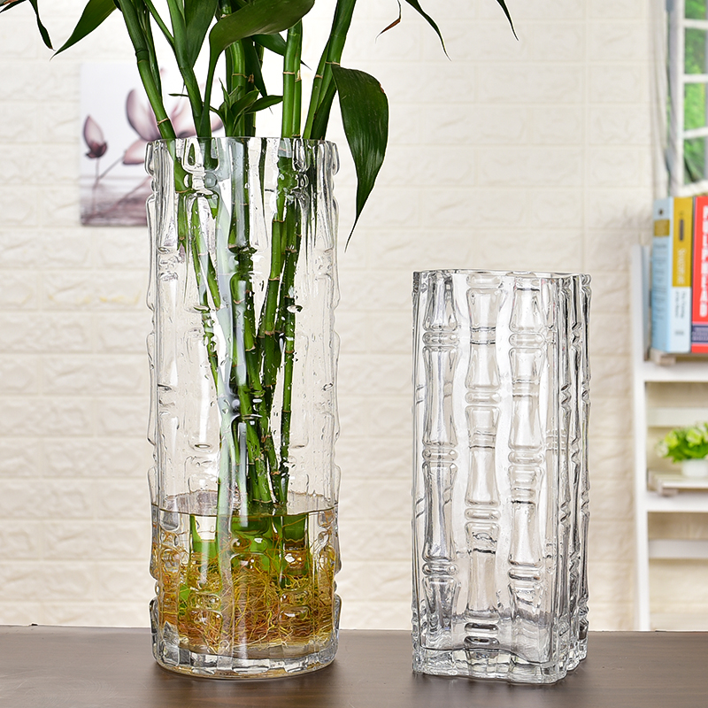 现代简约富贵竹花瓶摆件转运客厅玻璃