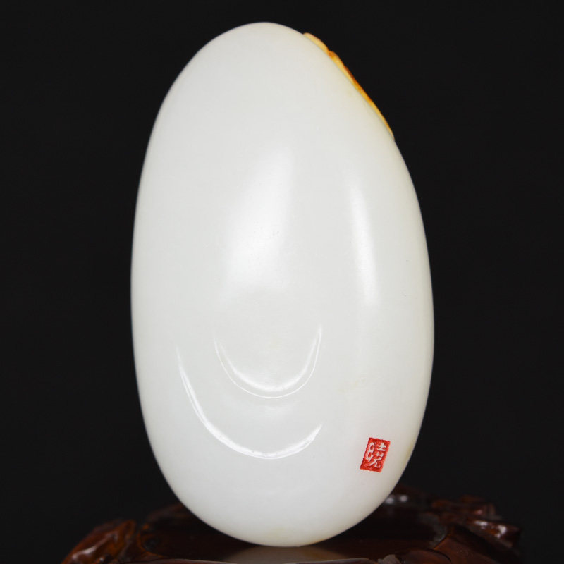 省级玉雕大师时晓印作品 和田玉一帆风顺把件 120.11克*