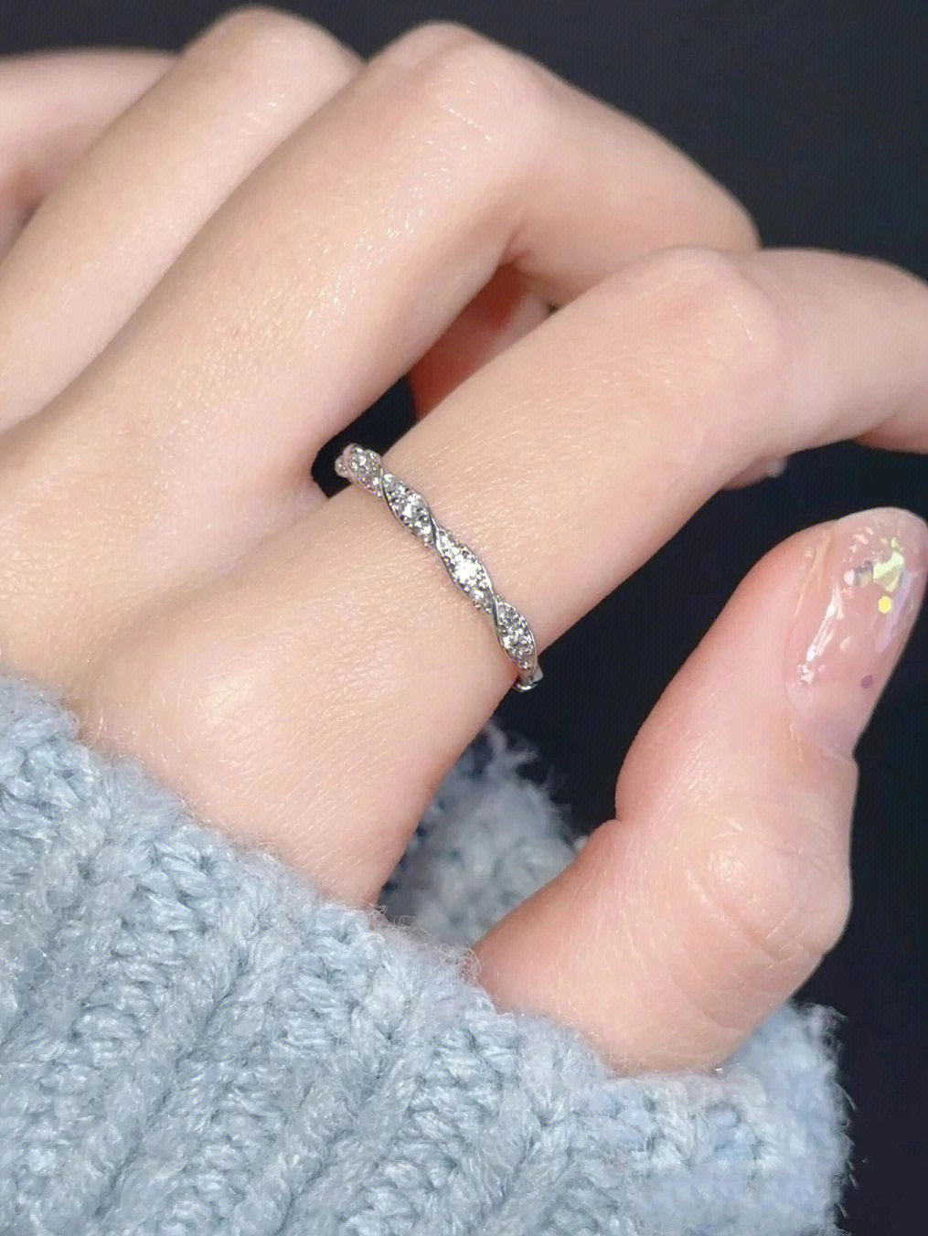 zoozmini麻花小钻戒指女精致锆石小众设计韩版开口可调节高级素圈