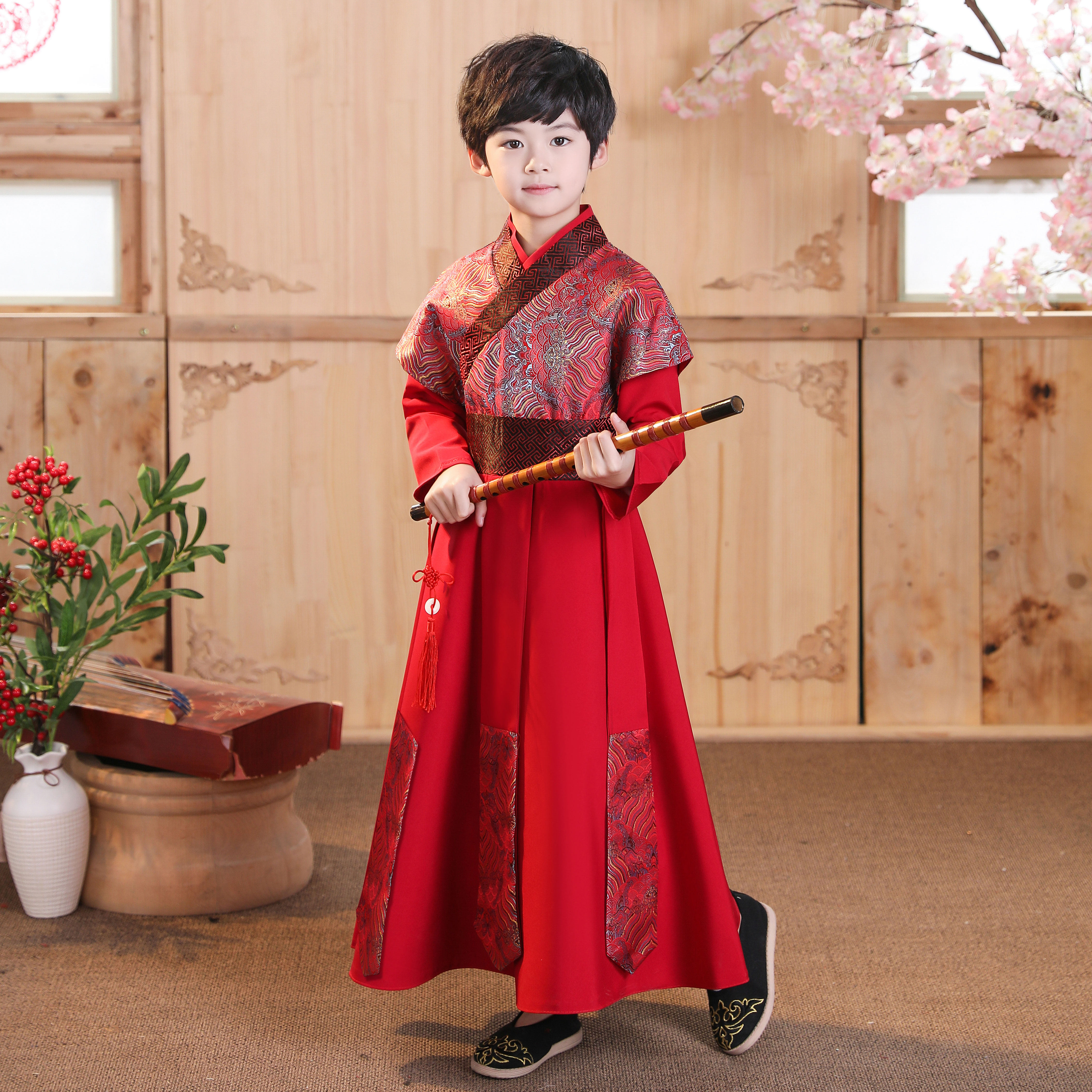 古风冬季中国风过年服古装儿童唐装加厚男孩国学服已售400新品天猫