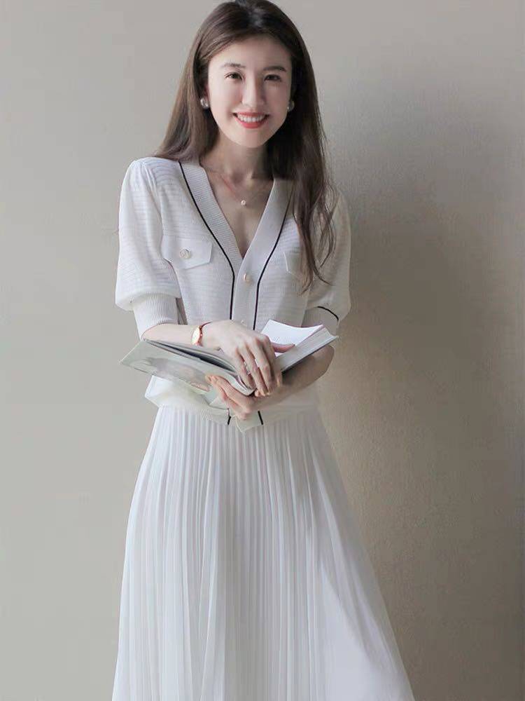 2021年夏季新款女高级感套装温柔系穿搭法式初恋甜美连衣裙子,女装