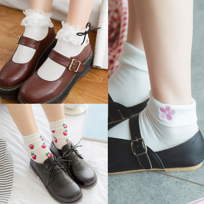 日韩森系软妹纯棉可爱公主萌jk袜子蕾丝花边短袜女洛丽塔白色学生