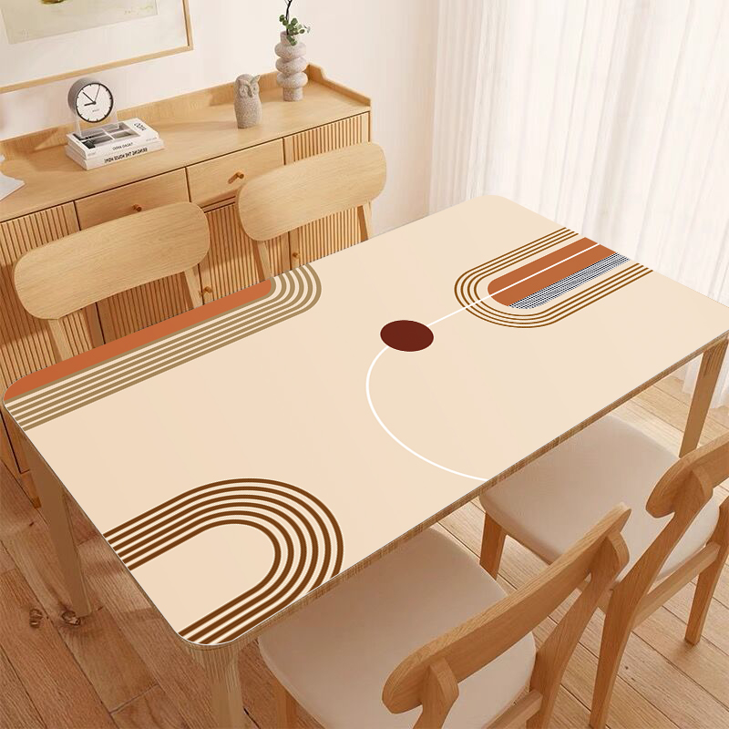 莫兰迪系防水防油免洗餐桌布皮革桌垫室内温馨氛围感长方形茶几垫