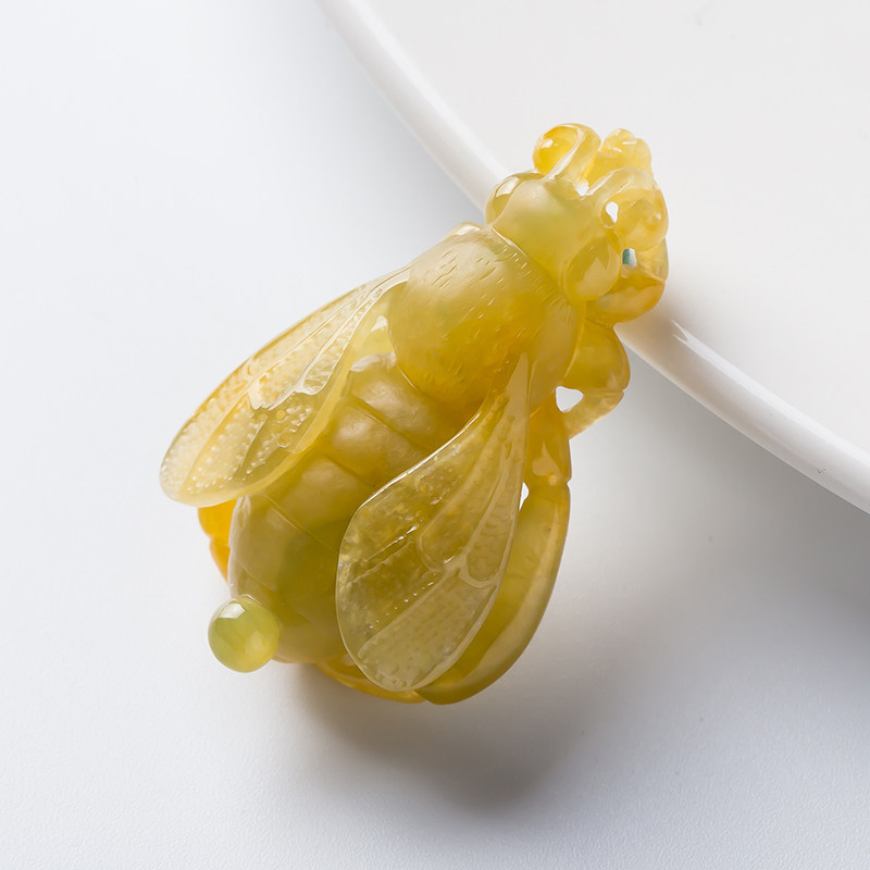 赵玉谦大师作品 恒盛元翡翠 缅甸天然a货 冰糯种黄翡小蜜蜂11.81g