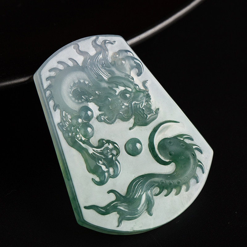 赵玉谦大师作品 恒盛元翡翠 缅甸天然a货 冰种龙牌28.25g