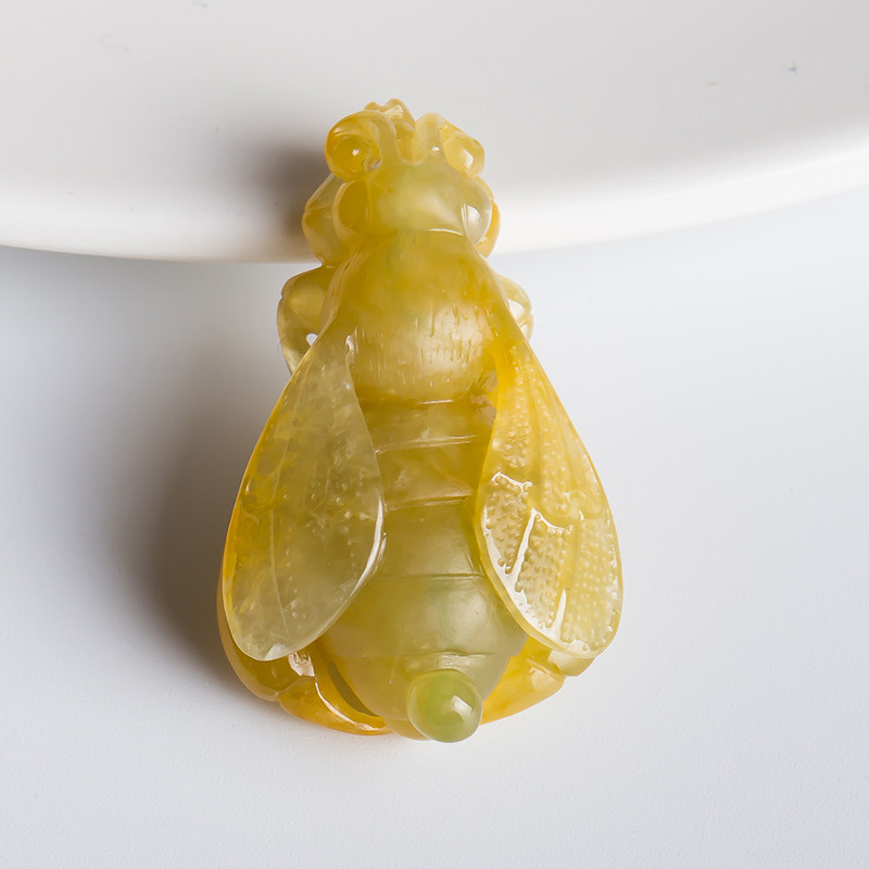 赵玉谦大师作品 恒盛元翡翠 缅甸天然a货 冰糯种黄翡小蜜蜂11.81g
