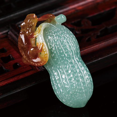 赵玉谦工作室作品 恒盛元翡翠 天然a货冰糯种红皮花生吊坠11.81g