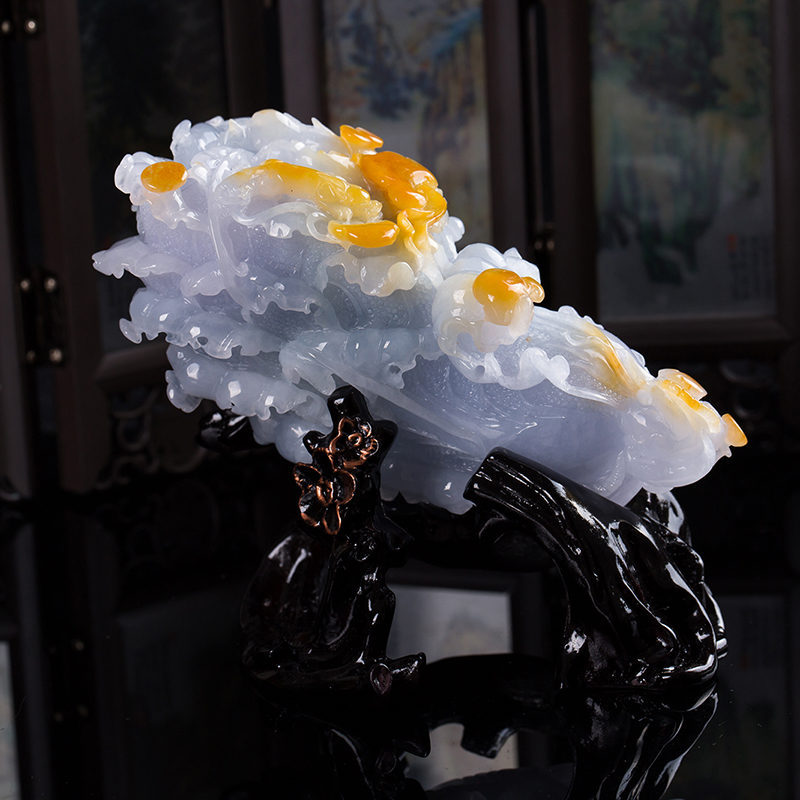 赵玉谦大师作品恒盛元翡翠缅甸天然a货冰种紫罗兰白菜摆件390.0g