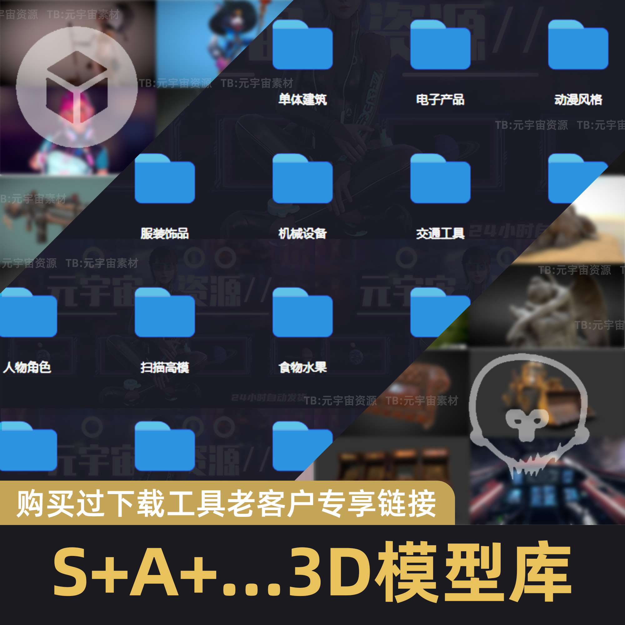 sketchfab+A模型代下载贴图解密绑定动画.老用户专享本站3D资源库