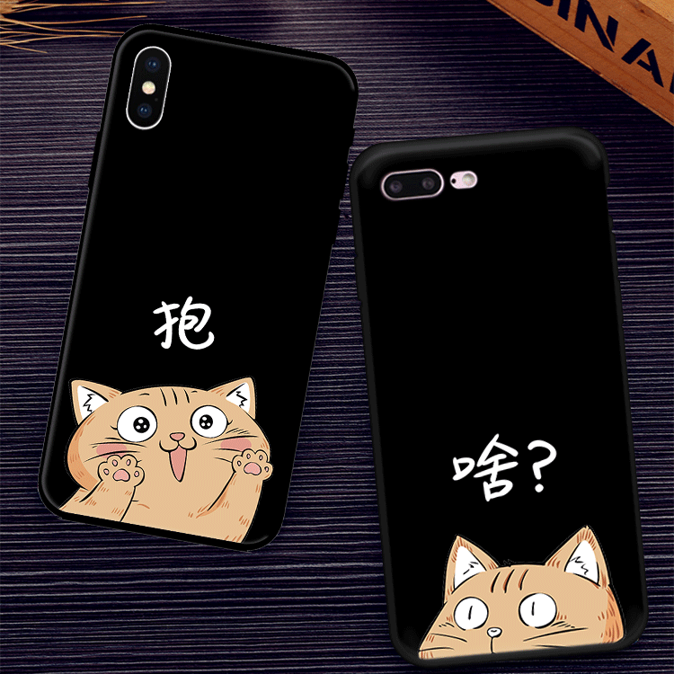 卡通猫咪情侣iPhone X手机壳苹果5se/6/7/8 plus可爱浮雕硅胶软套