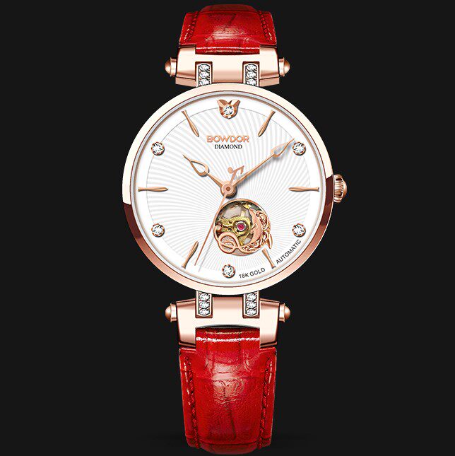 bowdor宝舵手表全自动机械表女士防水镂空蓝宝石休闲 gg009l-rrse