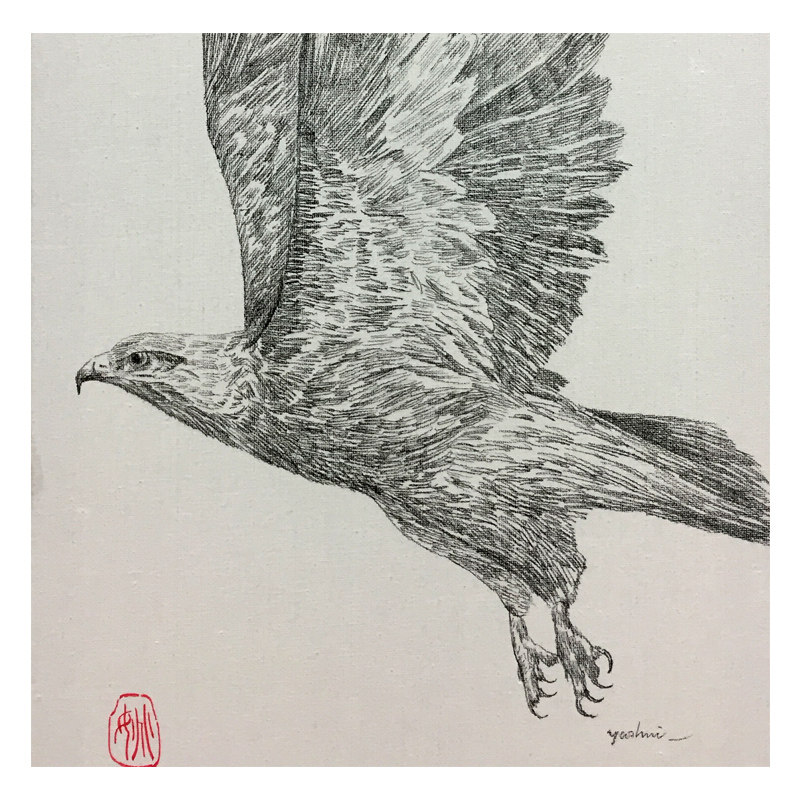 姚慧素描《大展宏图》配内框(有作画过程图)