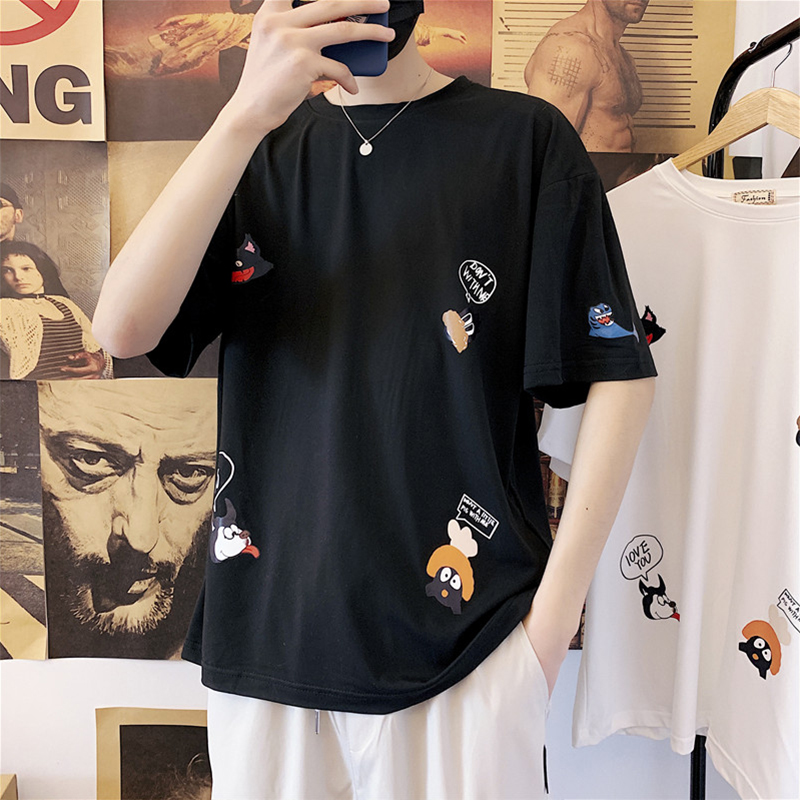 夏季短袖t恤男ins潮牌港风宽松个性时尚学生嘻哈百搭潮流半袖体恤|msdalam kategori Pakaian Lelaki, baju-T - dari Buy2taobao.com untuk memberikan perkhidmatan ejen Taobao profesional membeli