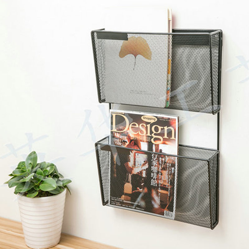 金屬網格兩層牆挂式壁挂架書本雜志菜單A4資料分類收納整理置物架在類目 電子詞典/電紙書/文化用品, 收納/陳列用品, 文件座/文件架/文件框中 - 來自Buy2taobao.com提供專業的淘寶代購服務