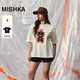 MISHKA2024新款爆款美式复古纯棉圆领短款休闲宽松短袖女t恤夏