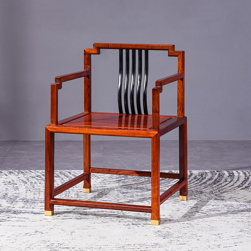 红木家具缅甸花梨木南宫椅实木中式梳背椅书椅大果紫檀靠背椅茶椅