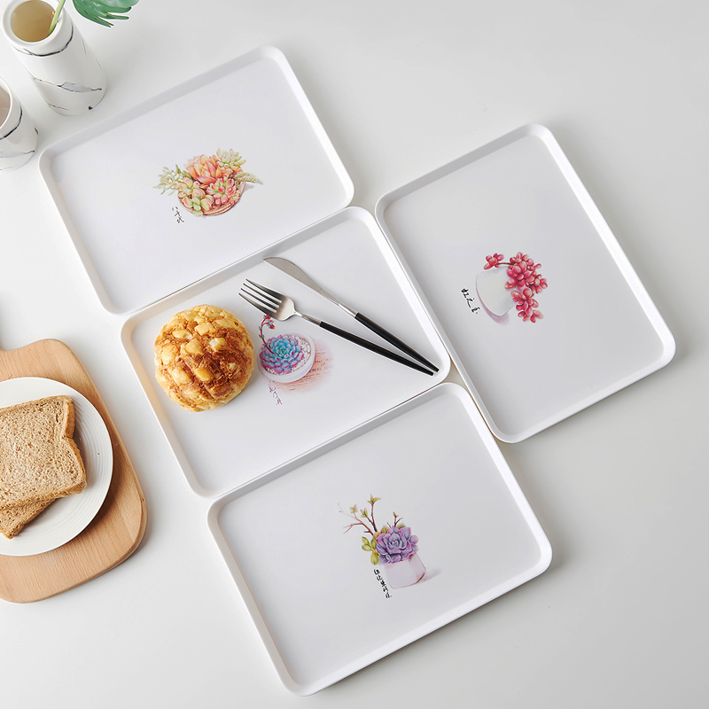 塑料托盘长方形家用客厅欧式创意简约水杯收纳放置茶盘水果早餐小