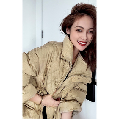 设计感美洋meiyang魔法披肩可拆卸立领短款外套秋冬羽绒服