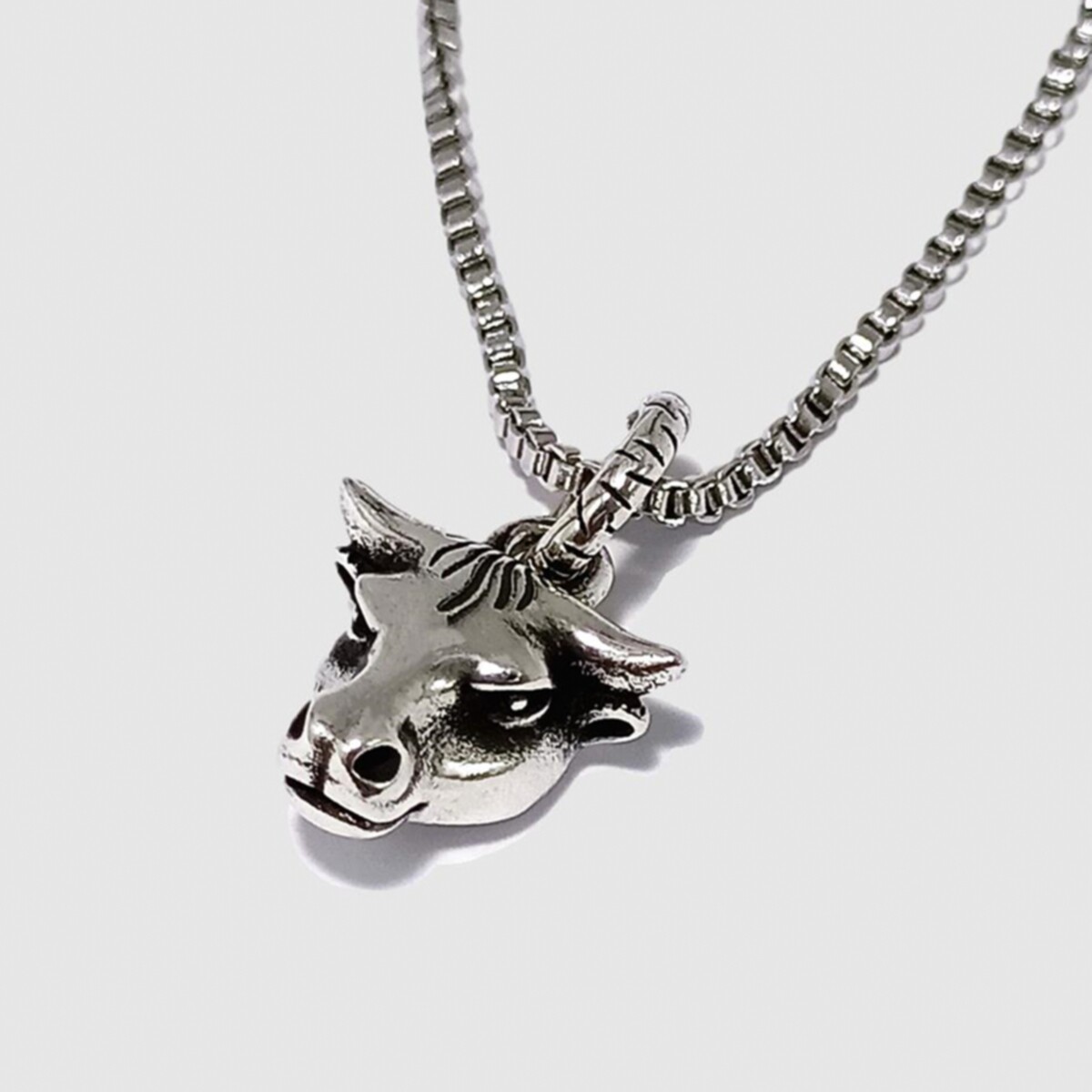 cucc纯银牛头项链 复古潮流吊坠金牛座星座双层 情侣款男女牛头款