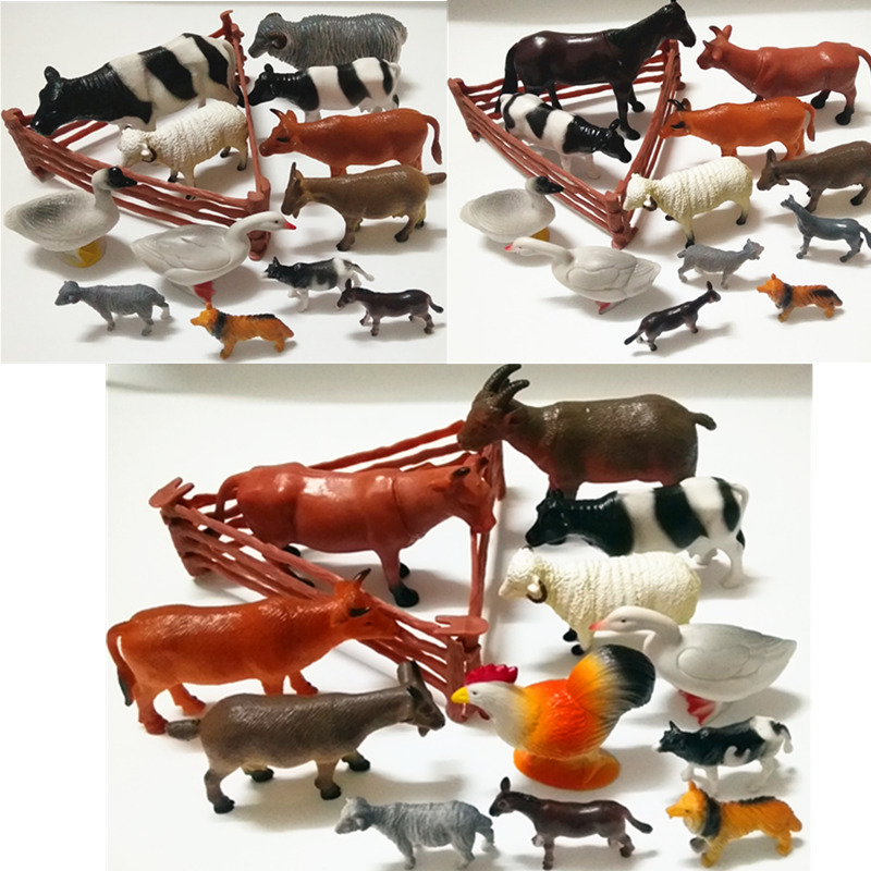 儿童早教玩具 仿真家禽农场动物模型套装绵羊公鸡鸭鹅牛马骡牛