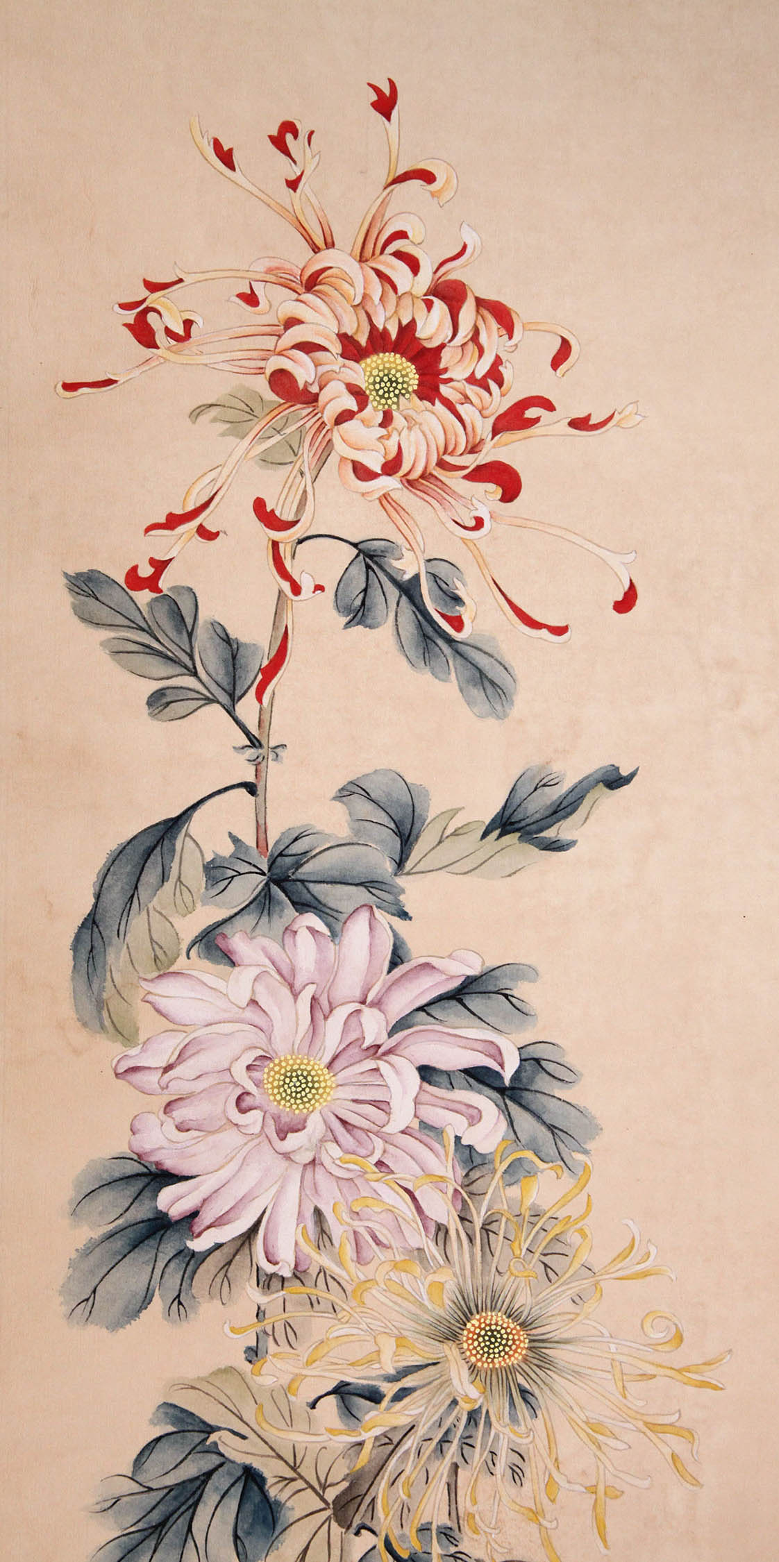 林徽因 《花卉对屏双挖》