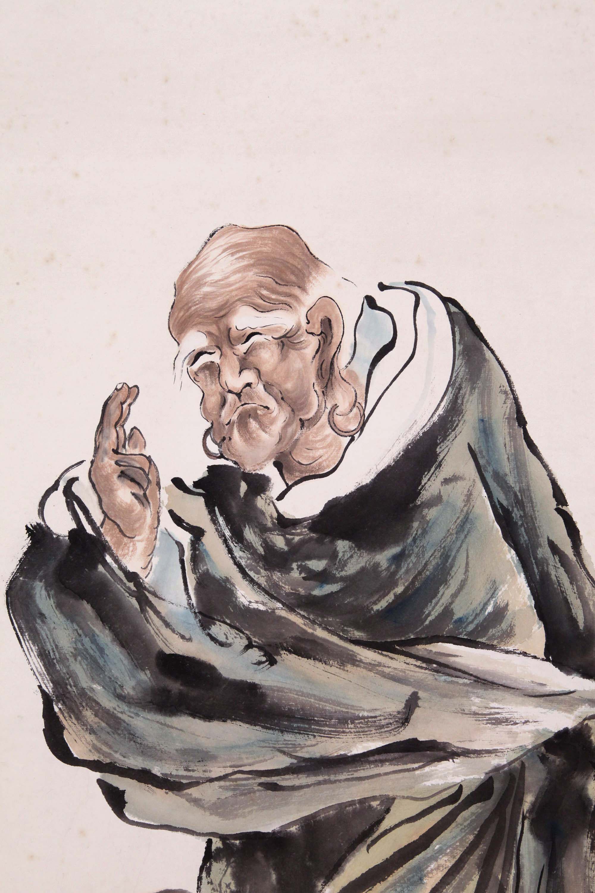 张善孖《伏虎罗汉》