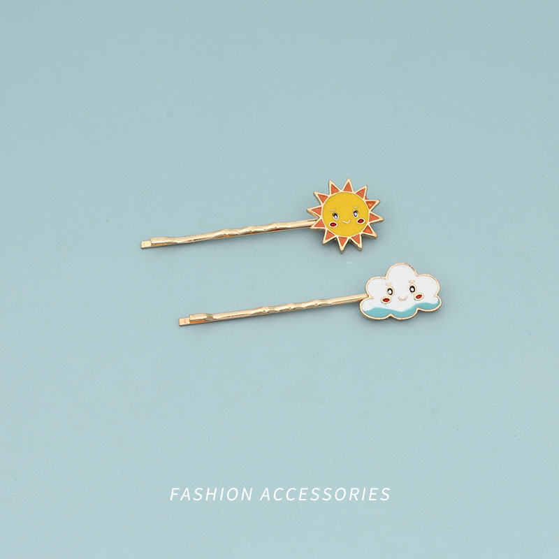 太阳云朵发夹刘海夹发卡一字夹儿童卡通可爱少女童ins边夹头饰