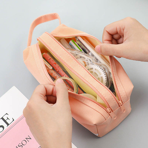 笔袋女ins日系简约手提大容量文具袋初中生韩版小学生笔袋帆布笔