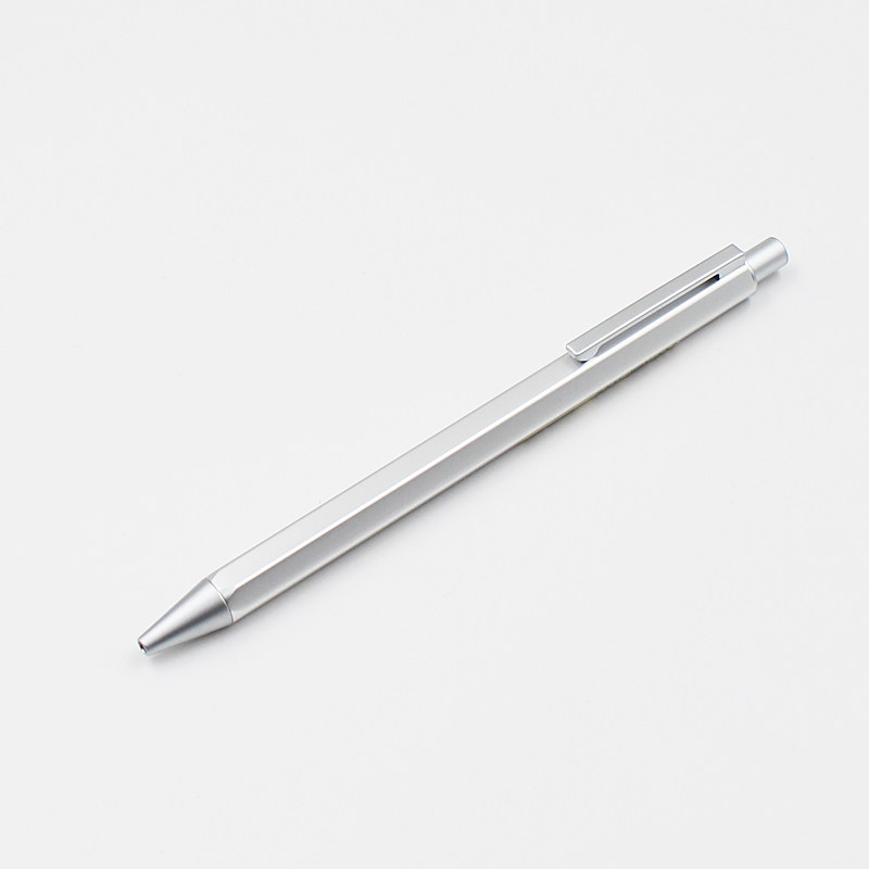 日本muji无印良品0.5铝制质六角中性笔凝胶水笔木质按动按压顺滑