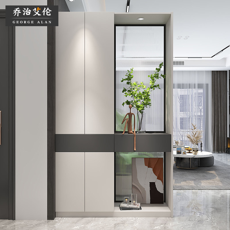 轻奢玄关柜鞋柜一体客厅长虹玻璃隔断柜现代简约屏风酒柜间厅柜